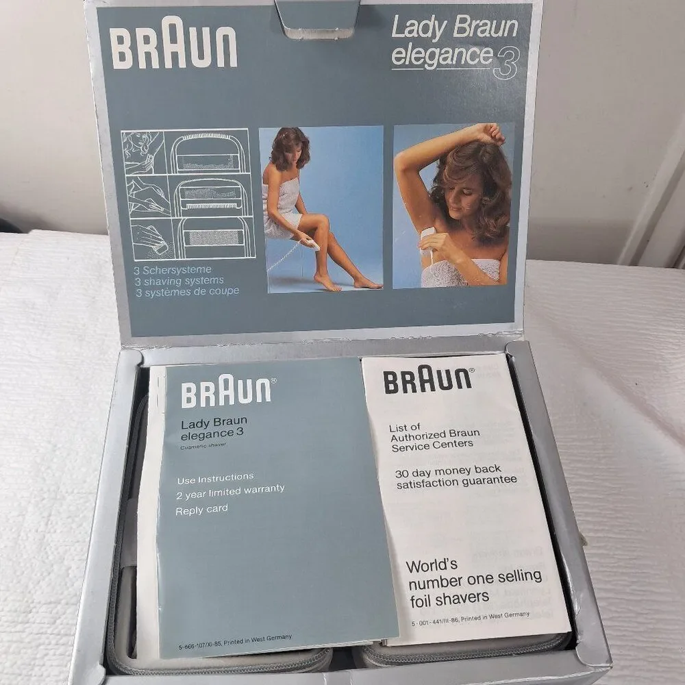 Vintage Braun Lady Elegance 3 Electric Shaver Razor Germany women's 5666 w/‎ box
